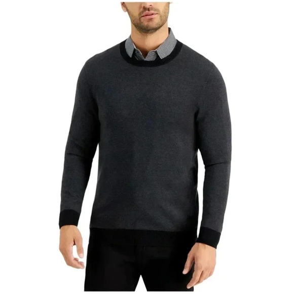 Tasso Elba Cotton Table Crewneck Mens Sweater - Picture 1 of 9